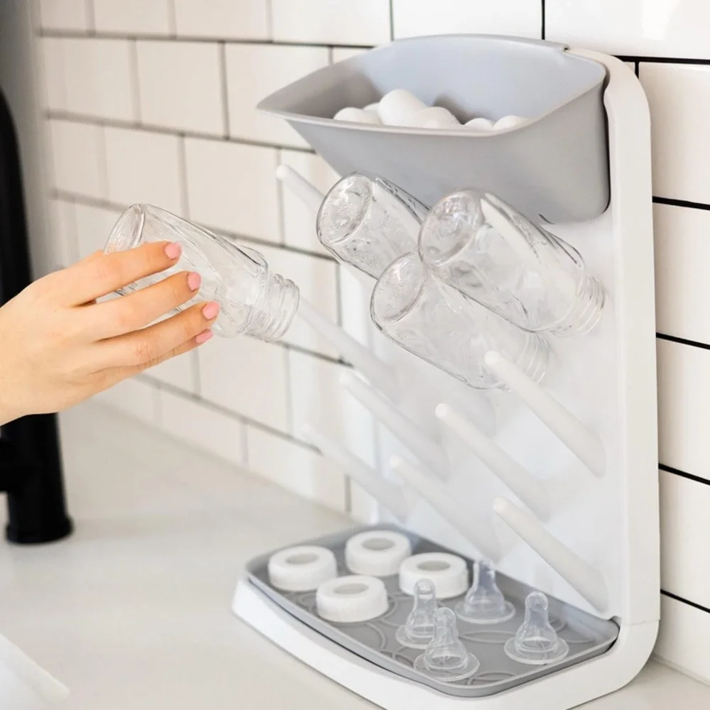 Gray and White Bottle Drying Rack